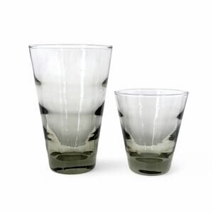 Libbey Ripple Smoke Gray Glasses Saturn Optic Vintage Highball and Juice